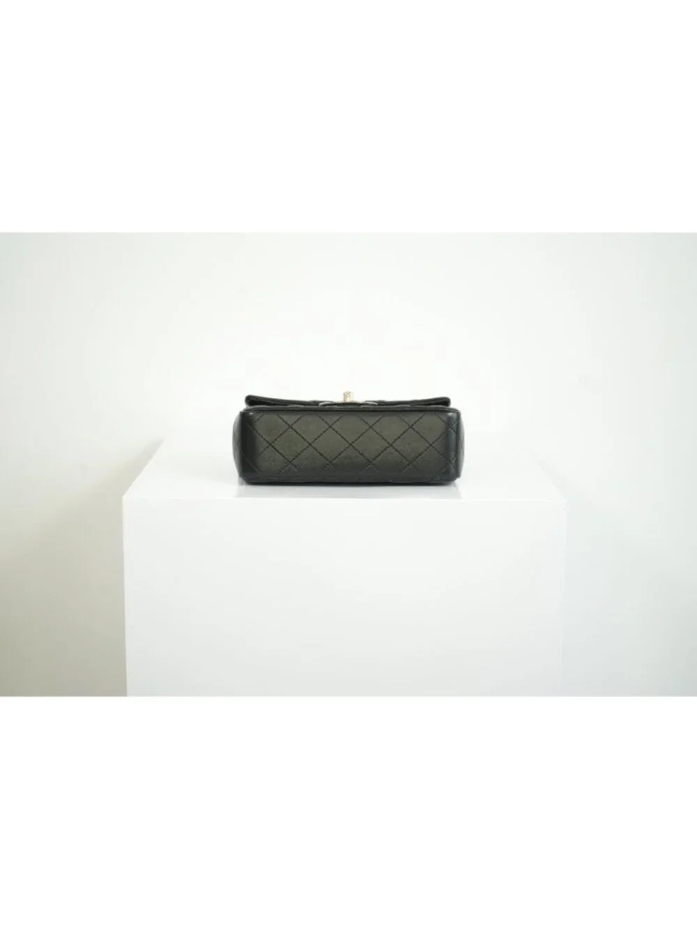 Chanel Mini Classic Black Lambskin W/Champagne Gold Flap Bag Full Set
